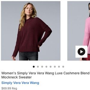 Simply Vera Vera Wang Rich Burgundy Mockneck Sweater